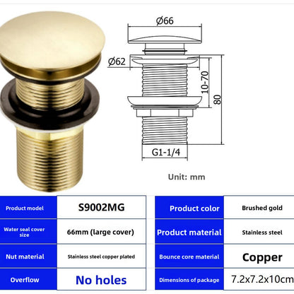 Stainless Steel Basin Pop-Up Drain with Overflow