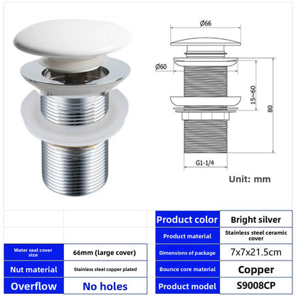 Stainless Steel Basin Pop-Up Drain with Overflow
