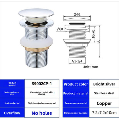 Stainless Steel Basin Pop-Up Drain with Overflow