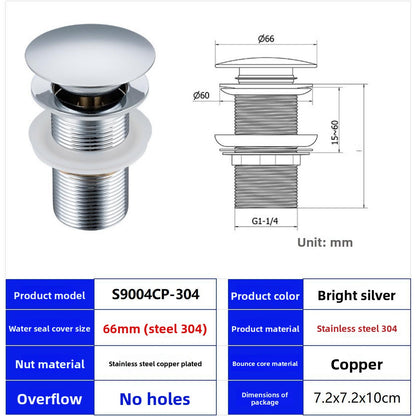Stainless Steel Basin Pop-Up Drain with Overflow
