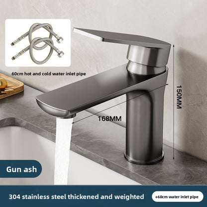 Stainless Steel Bathroom Basin Faucet with Ceramic Valve
