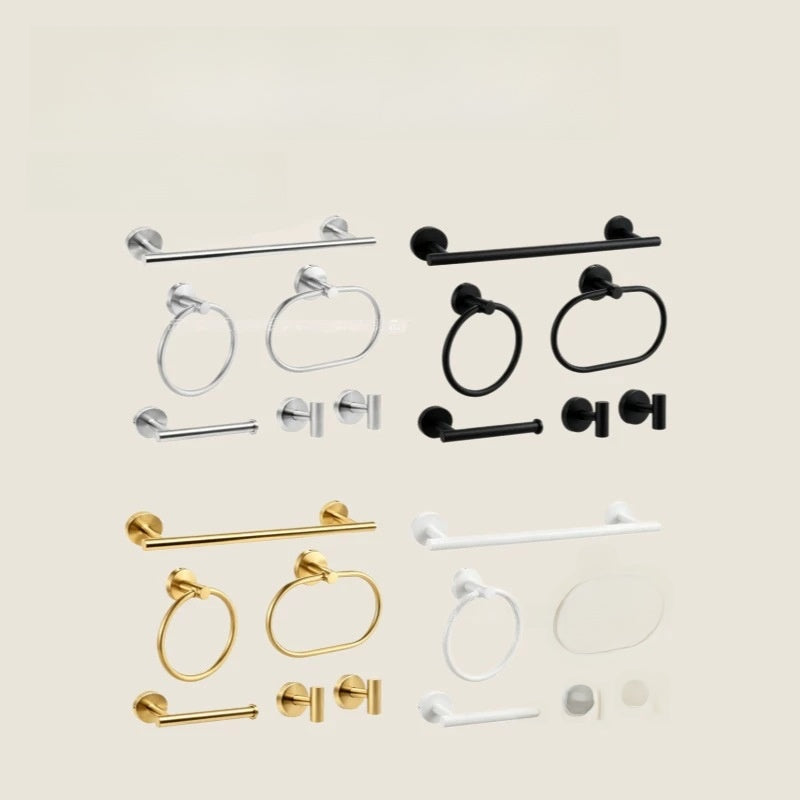 Stainless Steel Bathroom Towel Ring Set