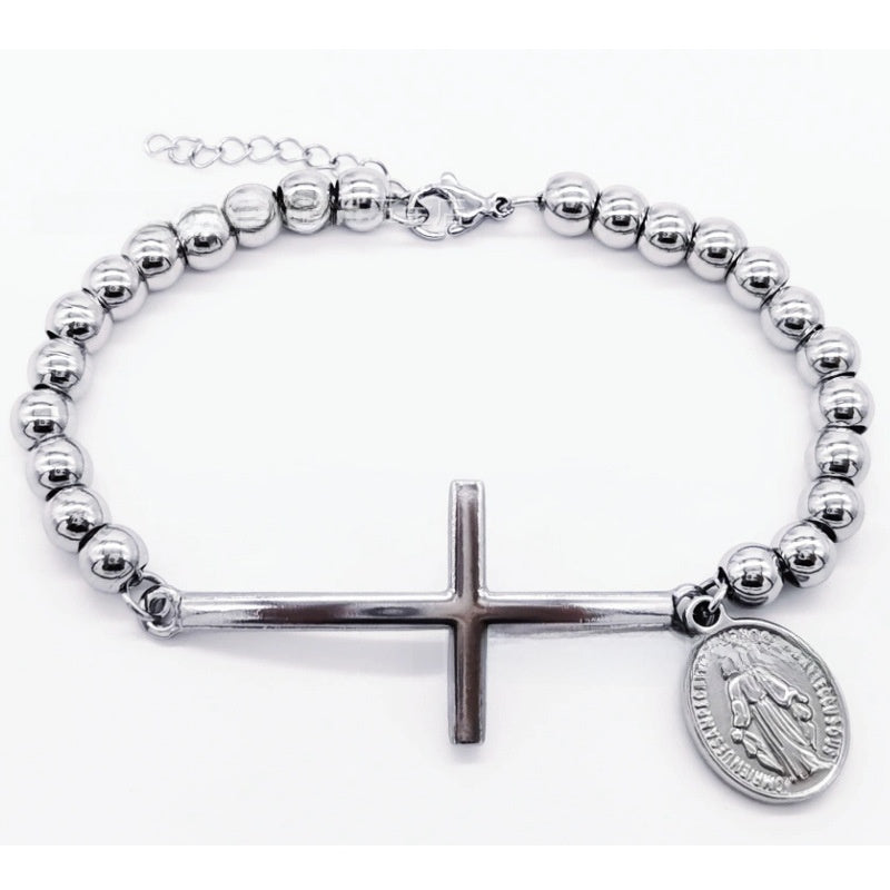 Stainless steel beaded bracelet