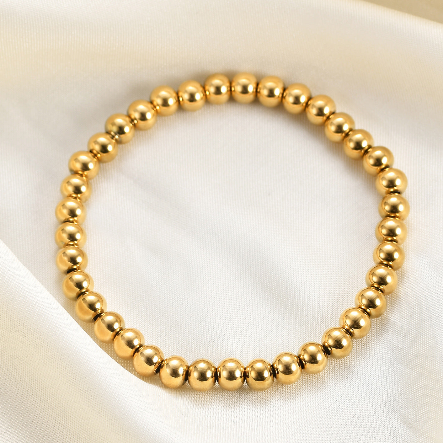 Stainless Steel Beaded Elastic Bracelet