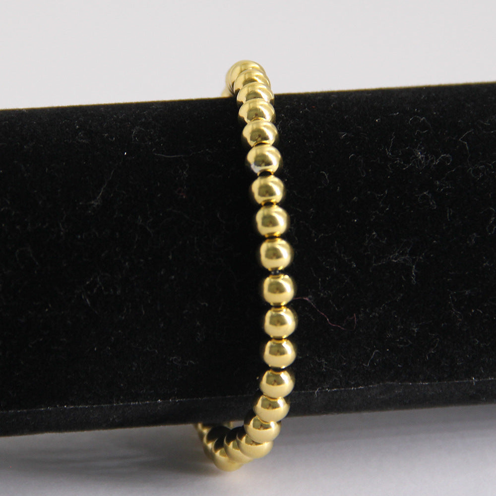 Stainless Steel Beaded Elastic Bracelet