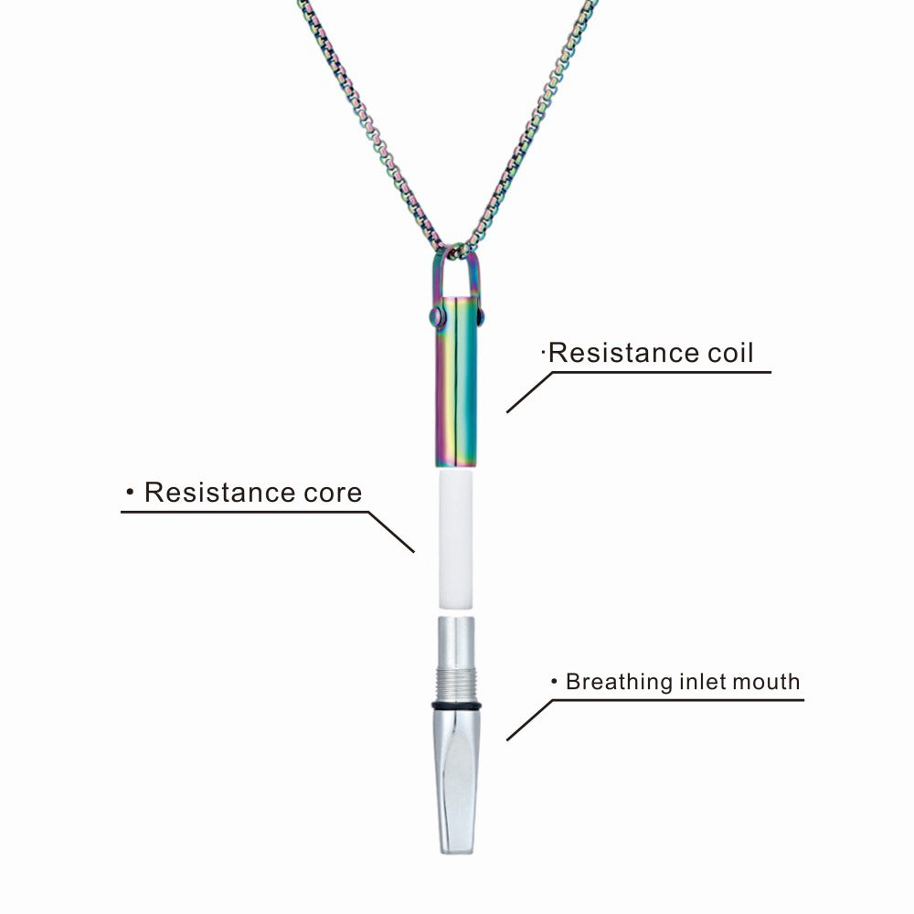 Stainless Steel Breathing Resistance Whistle Necklace for Yoga Meditation
