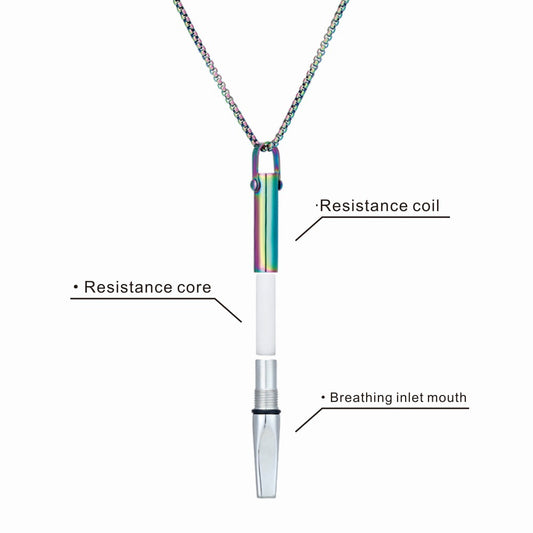 Stainless Steel Breathing Resistance Whistle Necklace for Yoga Meditation