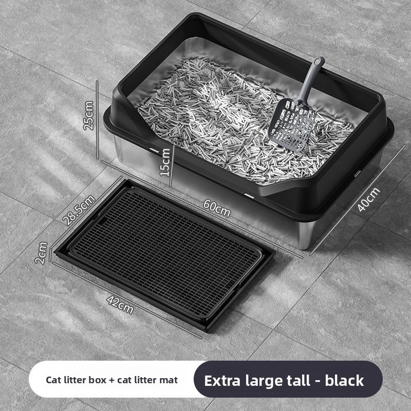 Stainless Steel Cat Litter Box with Anti-Splash Cover