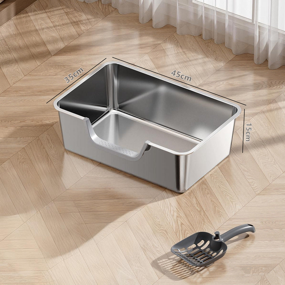 Stainless Steel Cat Litter Box with Anti-Splash Design