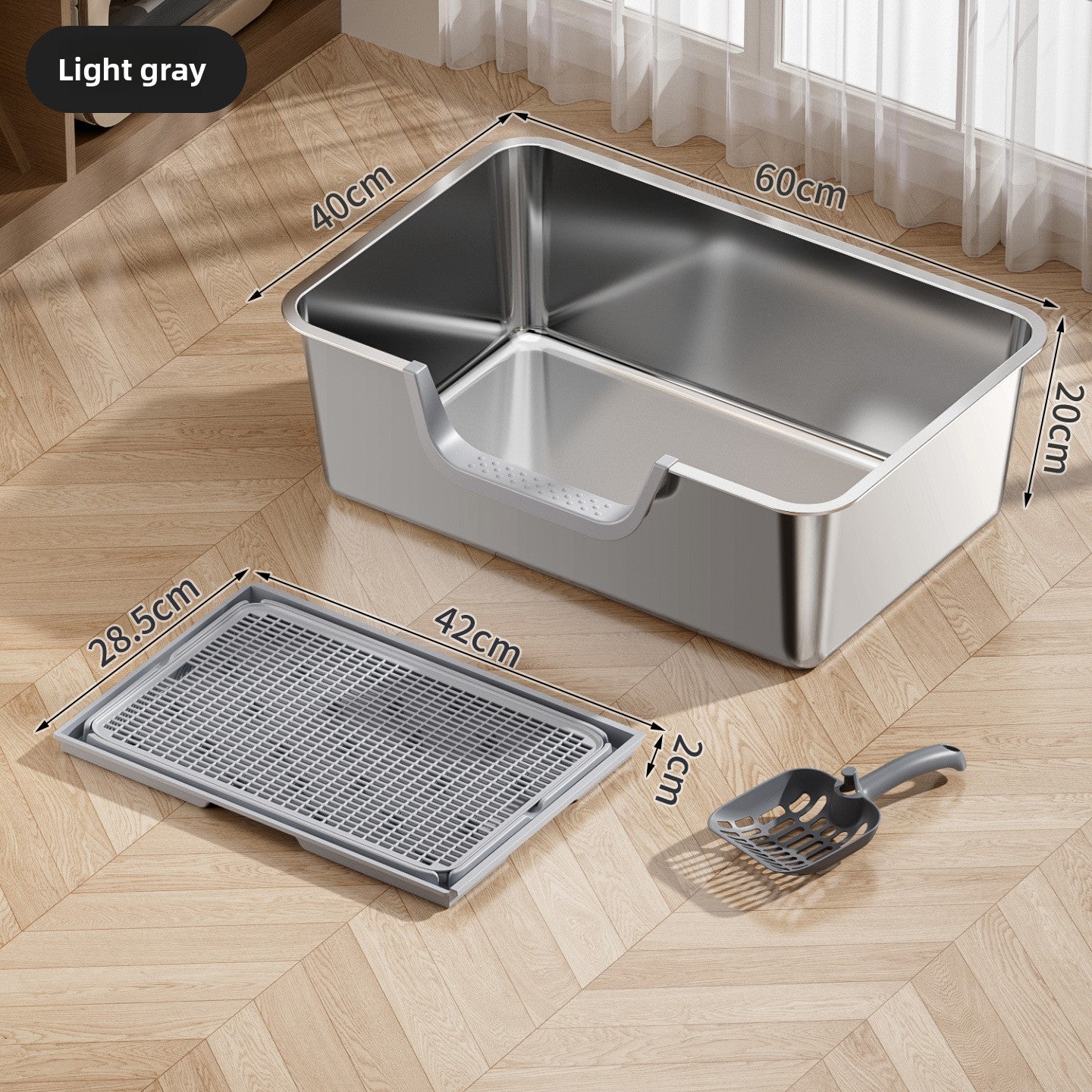 Stainless Steel Cat Litter Box with Anti-Splash Design