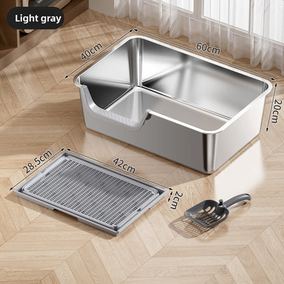 Stainless Steel Cat Litter Box with Anti-Splash Design