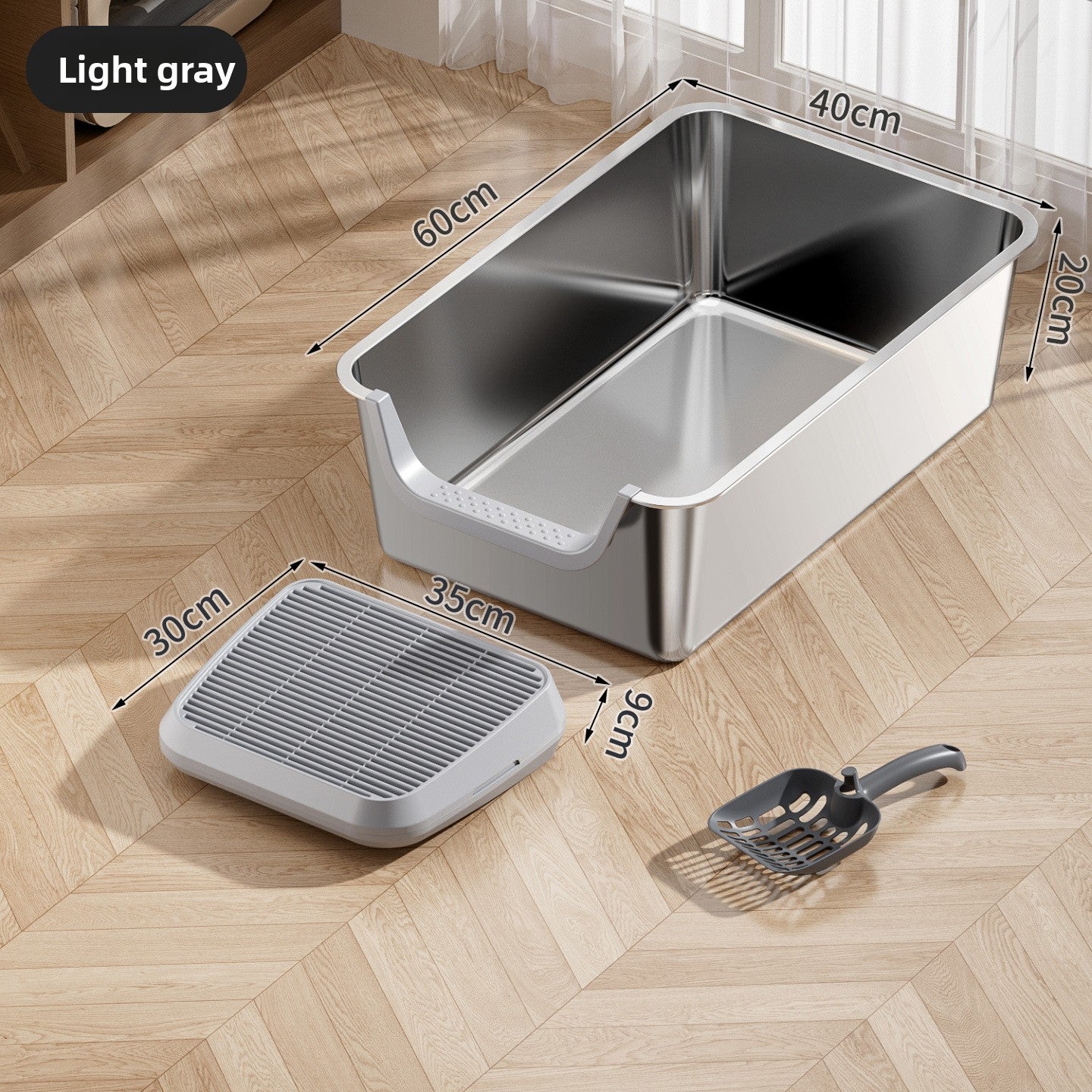 Stainless Steel Cat Litter Box with Anti-Splash Design