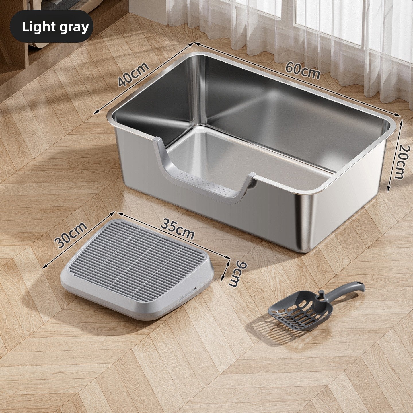 Stainless Steel Cat Litter Box with Anti-Splash Design