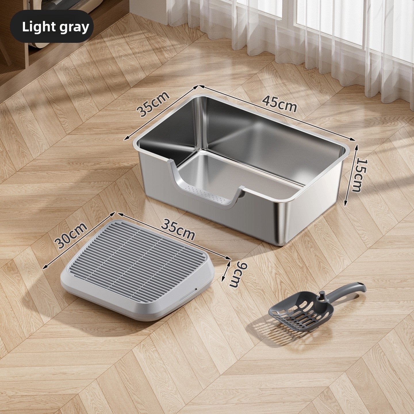 Stainless Steel Cat Litter Box with Anti-Splash Design