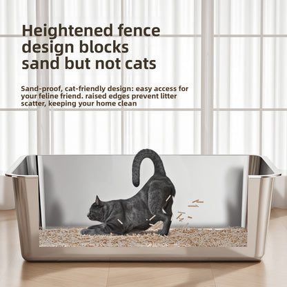 Stainless Steel Cat Litter Box with Anti-Splash Design