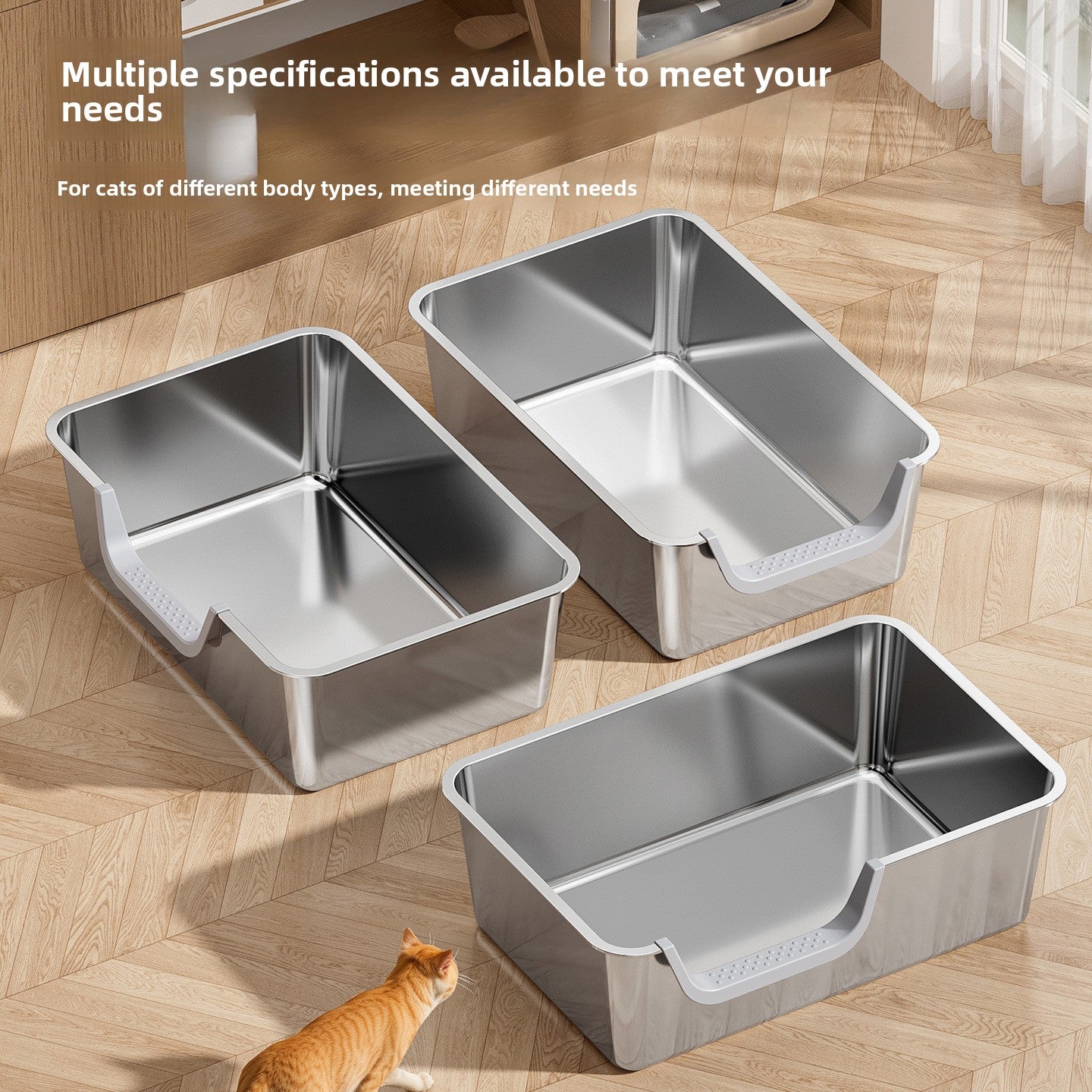 Stainless Steel Cat Litter Box with Anti-Splash Design