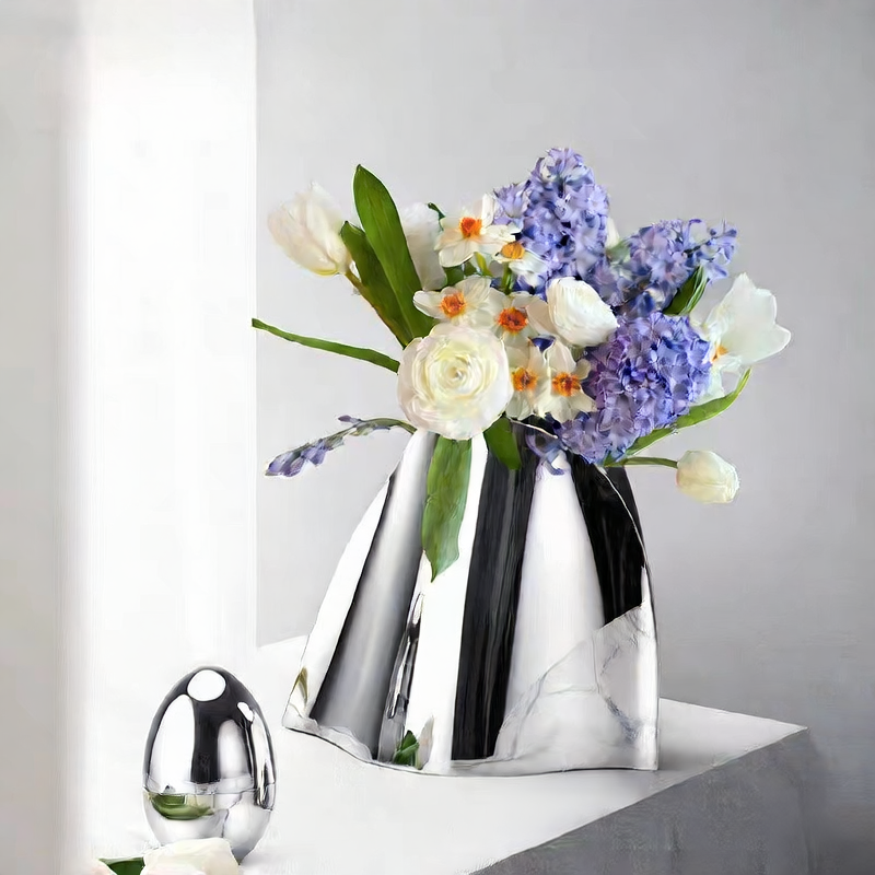 Stainless Steel Champagne Bucket Creative Metal Dining Table Wine Bucket Ice Bucket Model House Vase Insulated Wine Set Ice Cooler