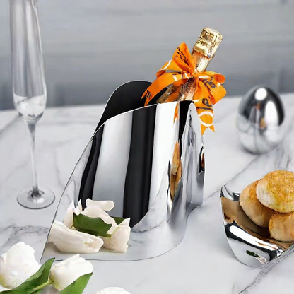 Stainless Steel Champagne Bucket Creative Metal Dining Table Wine Bucket Ice Bucket Model House Vase Insulated Wine Set Ice Cooler