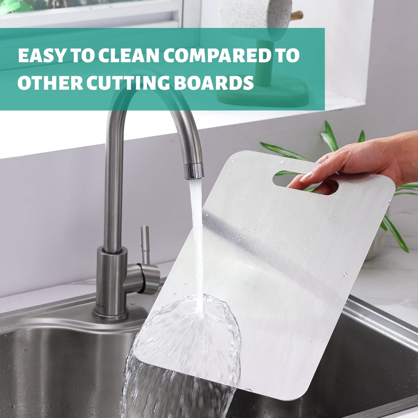 Stainless steel chopping board with increased thickness