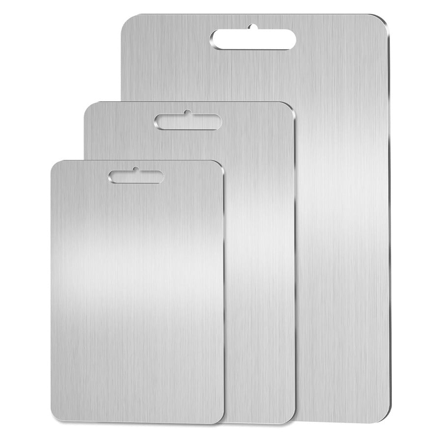 Stainless steel chopping board with increased thickness