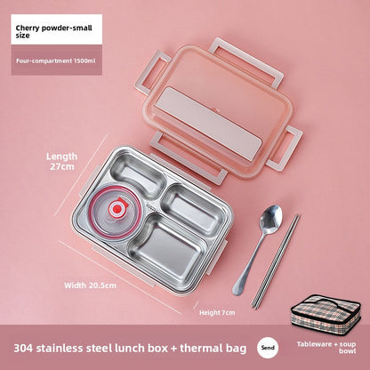 Stainless Steel Compartment Lunch Box with Insulation Bag