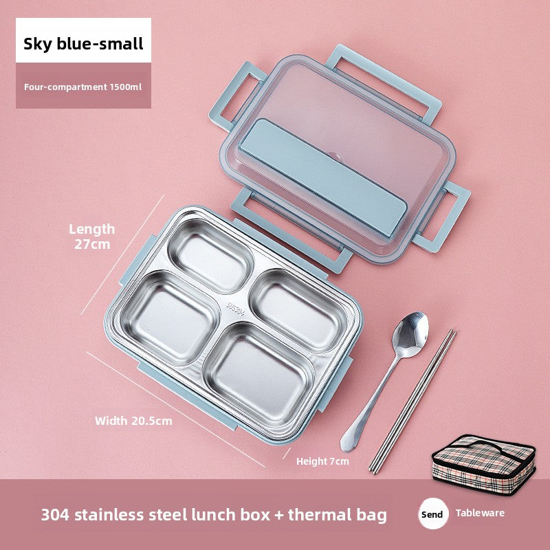 Stainless Steel Compartment Lunch Box with Insulation Bag