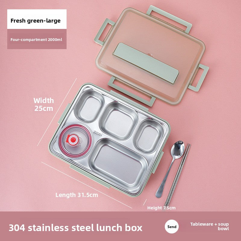 Stainless Steel Compartment Lunch Box with Insulation Bag