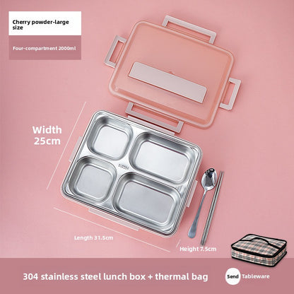 Stainless Steel Compartment Lunch Box with Insulation Bag
