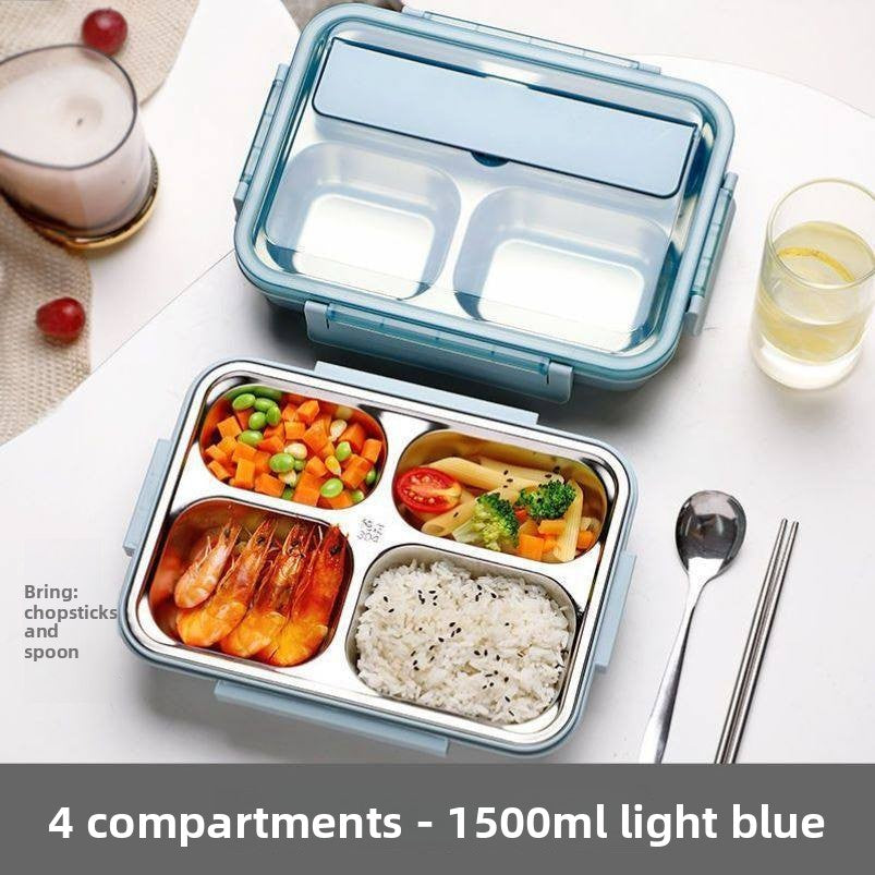 Stainless Steel Compartment Lunch Box with Utensils