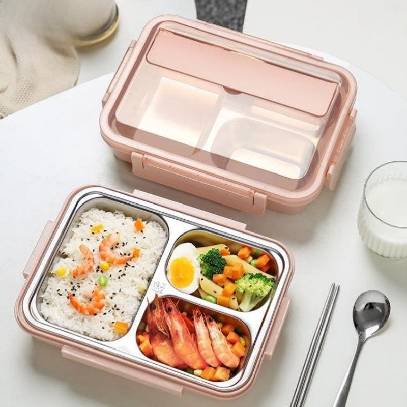 Stainless Steel Compartment Lunch Box with Utensils