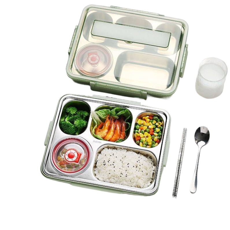 Stainless Steel Compartment Lunch Box with Utensils