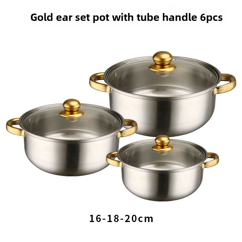 Stainless Steel Cookware Set with Glass Lid