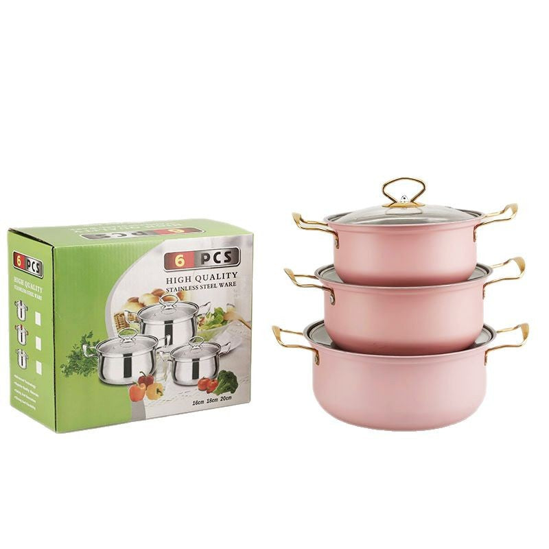 Stainless Steel Cookware Set with Glass Lid