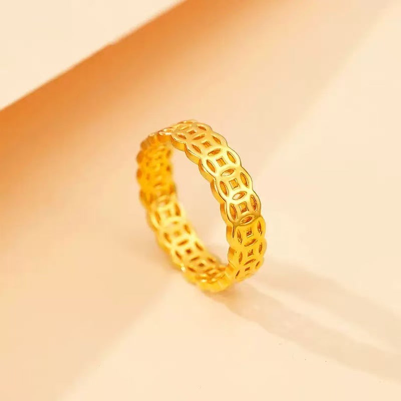 Stainless steel copper coin ring