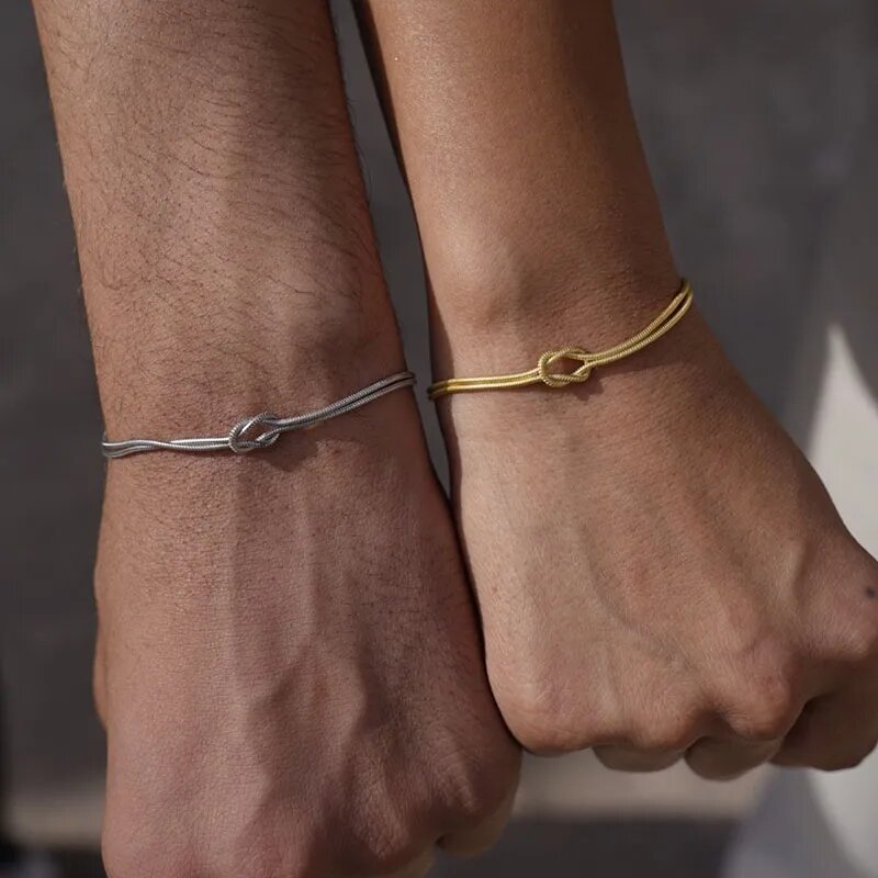 Stainless steel couple bracelets