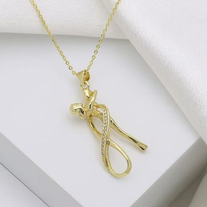 Stainless Steel Couple Hug Pendant Necklace
