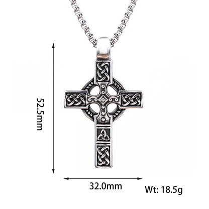 Stainless Steel Cross Pendant Viking Necklace