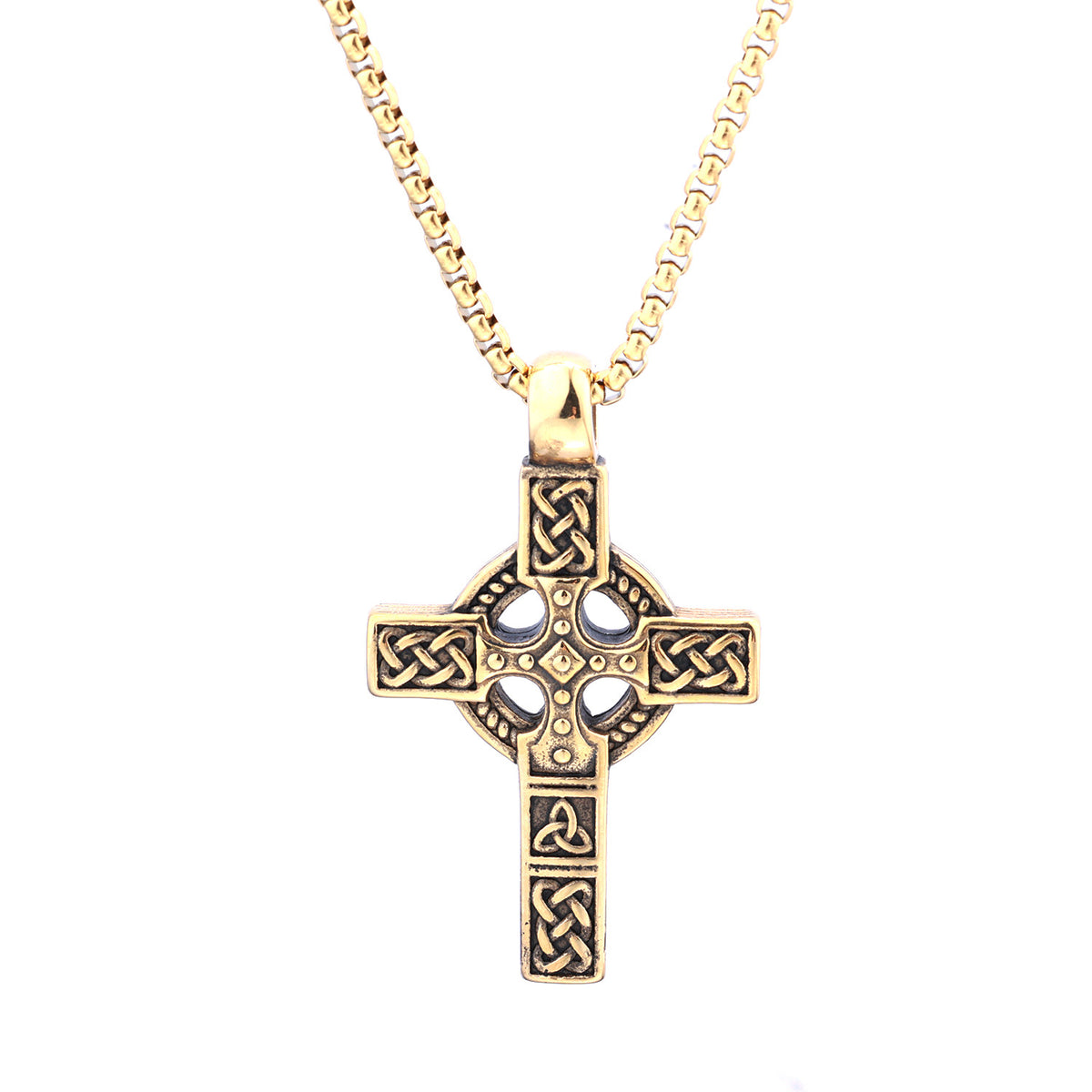 Stainless Steel Cross Pendant Viking Necklace
