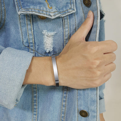 Stainless Steel Curved Leather Bracelet