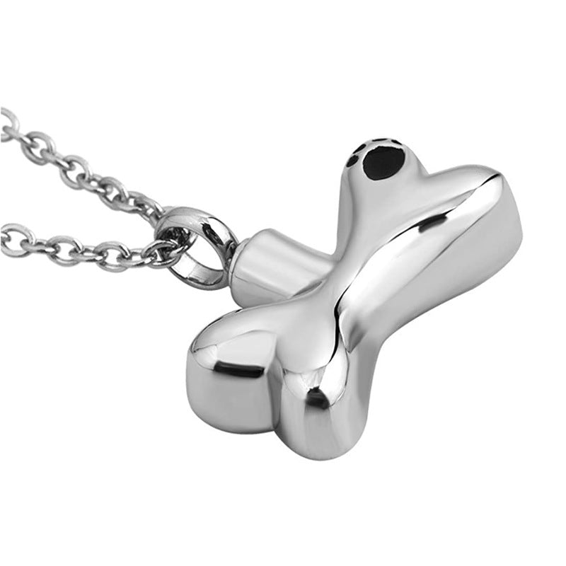 Stainless Steel Dog Bone Ashes Pendant Perfume Bottle Necklace
