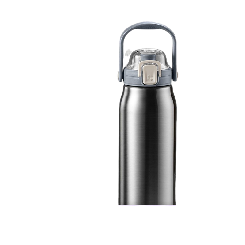 Stainless Steel Double Drink Thermos Cup with Straw