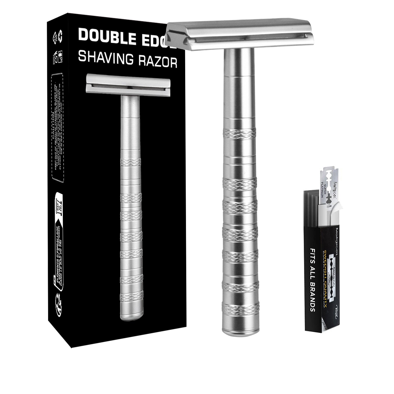 Stainless Steel Double-Edged Razor, Double-Sided Blades