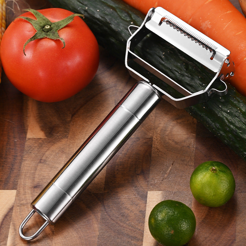 Stainless steel double-ended peeling knife