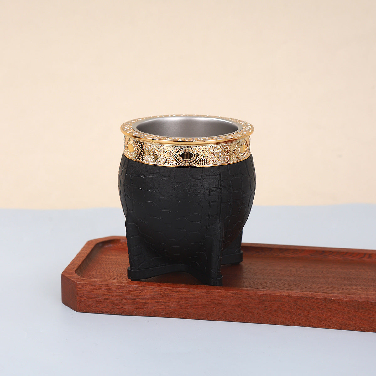 Stainless Steel Double Layer Thermos Cup with Straw, Turtle Shell Textured Design