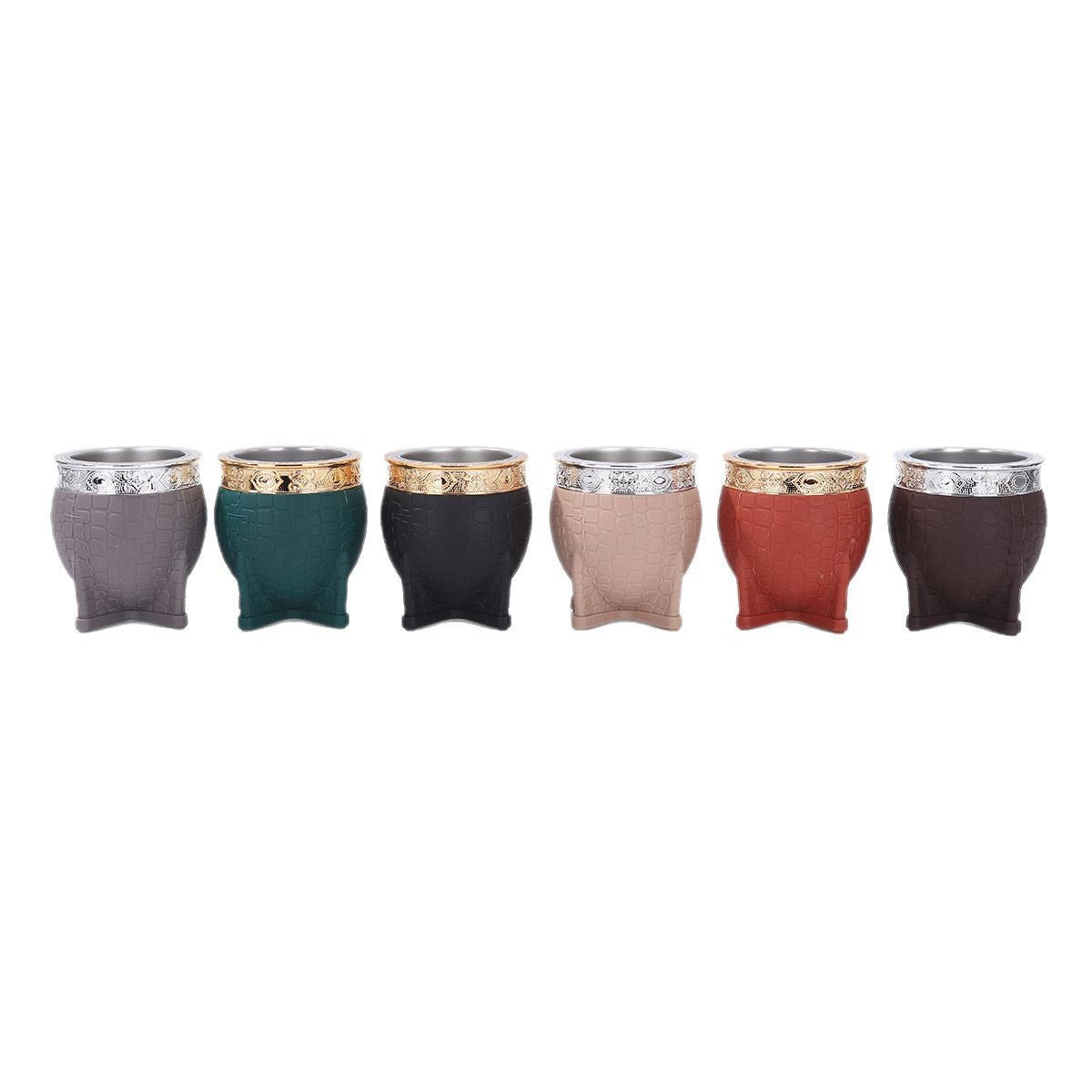 Stainless Steel Double Layer Thermos Cup with Straw, Turtle Shell Textured Design