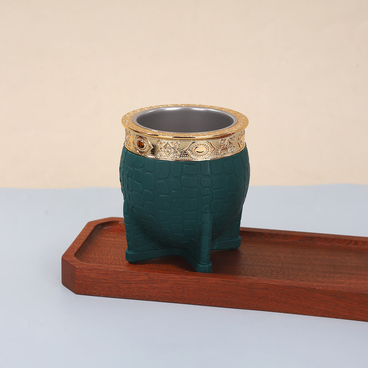 Stainless Steel Double Layer Thermos Cup with Straw, Turtle Shell Textured Design