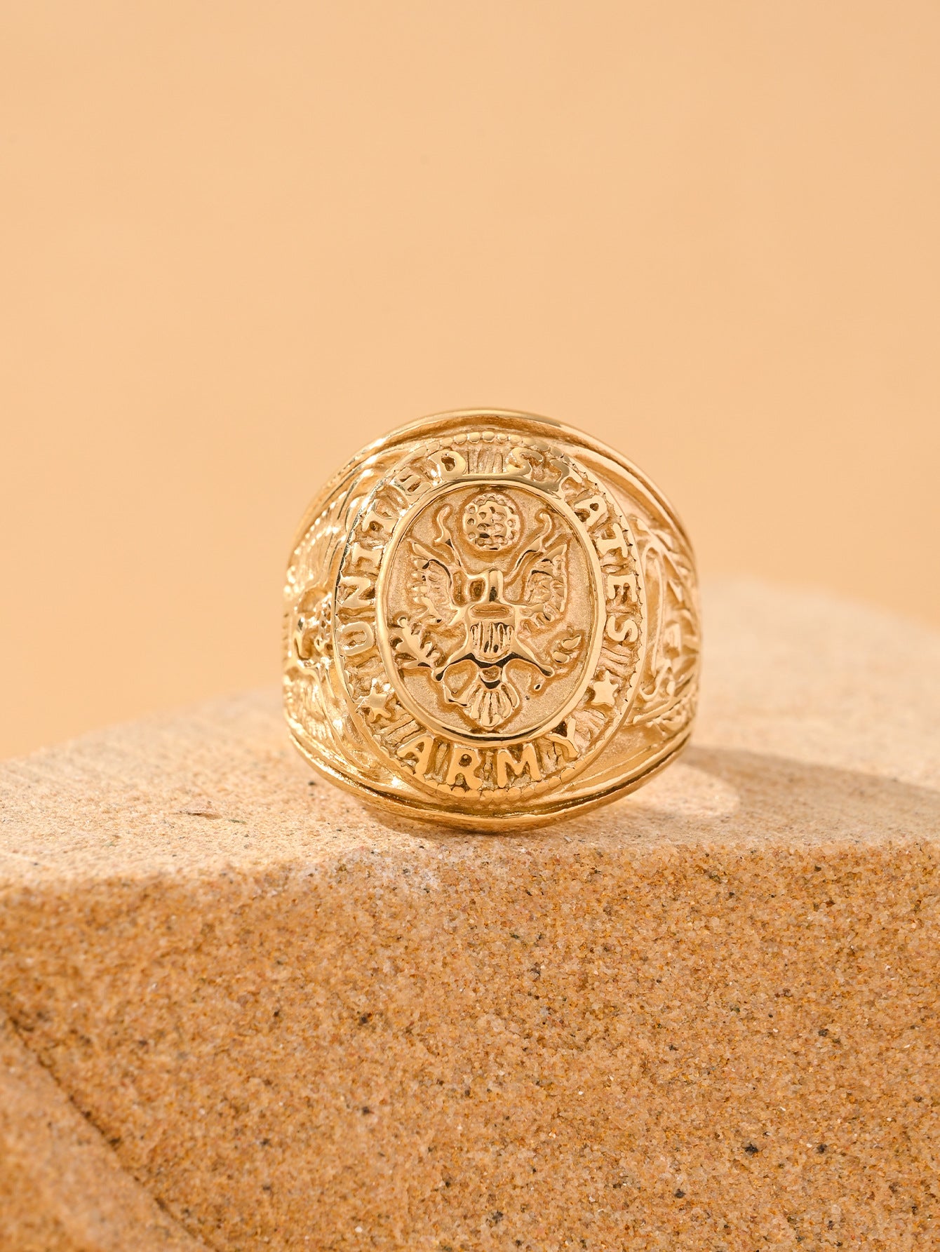 Stainless Steel Eagle Relief Mens Ring