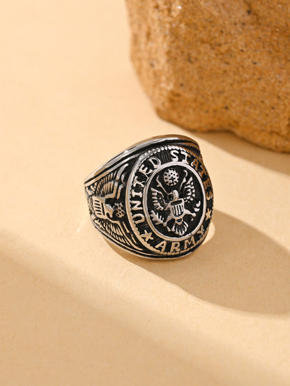 Stainless Steel Eagle Relief Mens Ring
