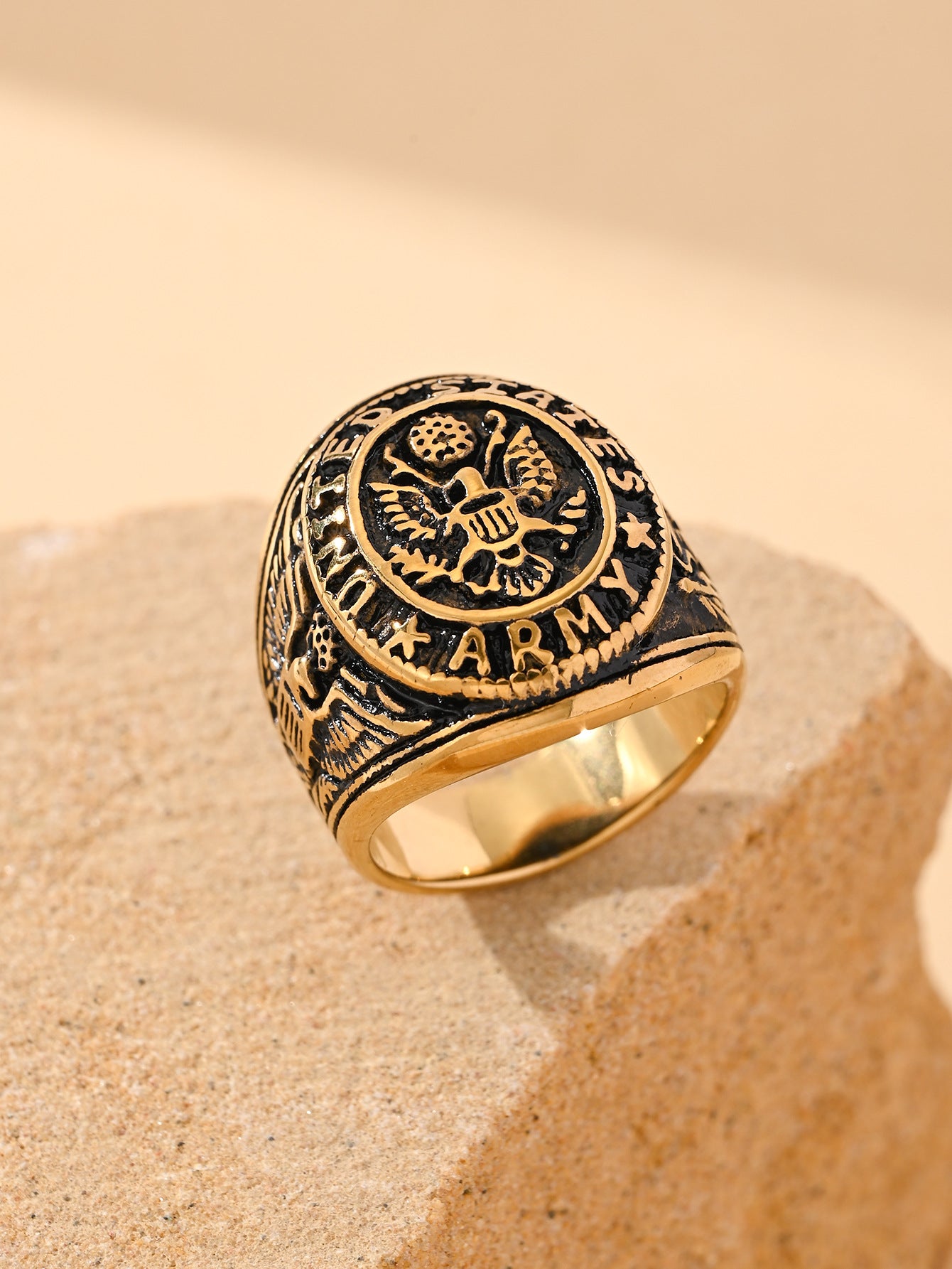 Stainless Steel Eagle Relief Mens Ring