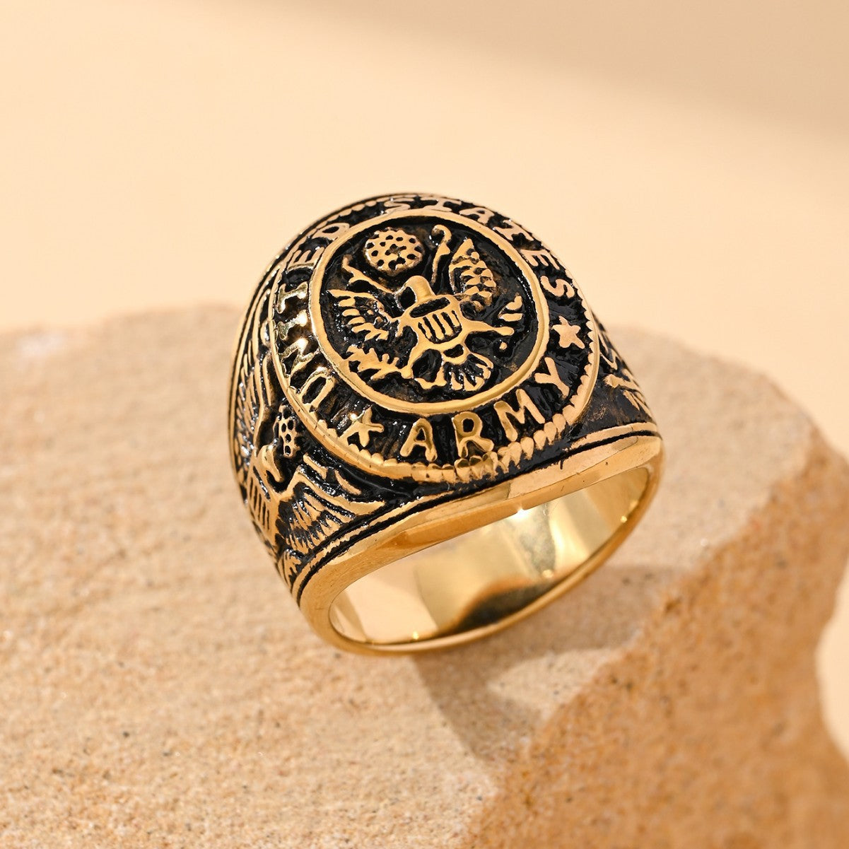 Stainless Steel Eagle Relief Mens Ring